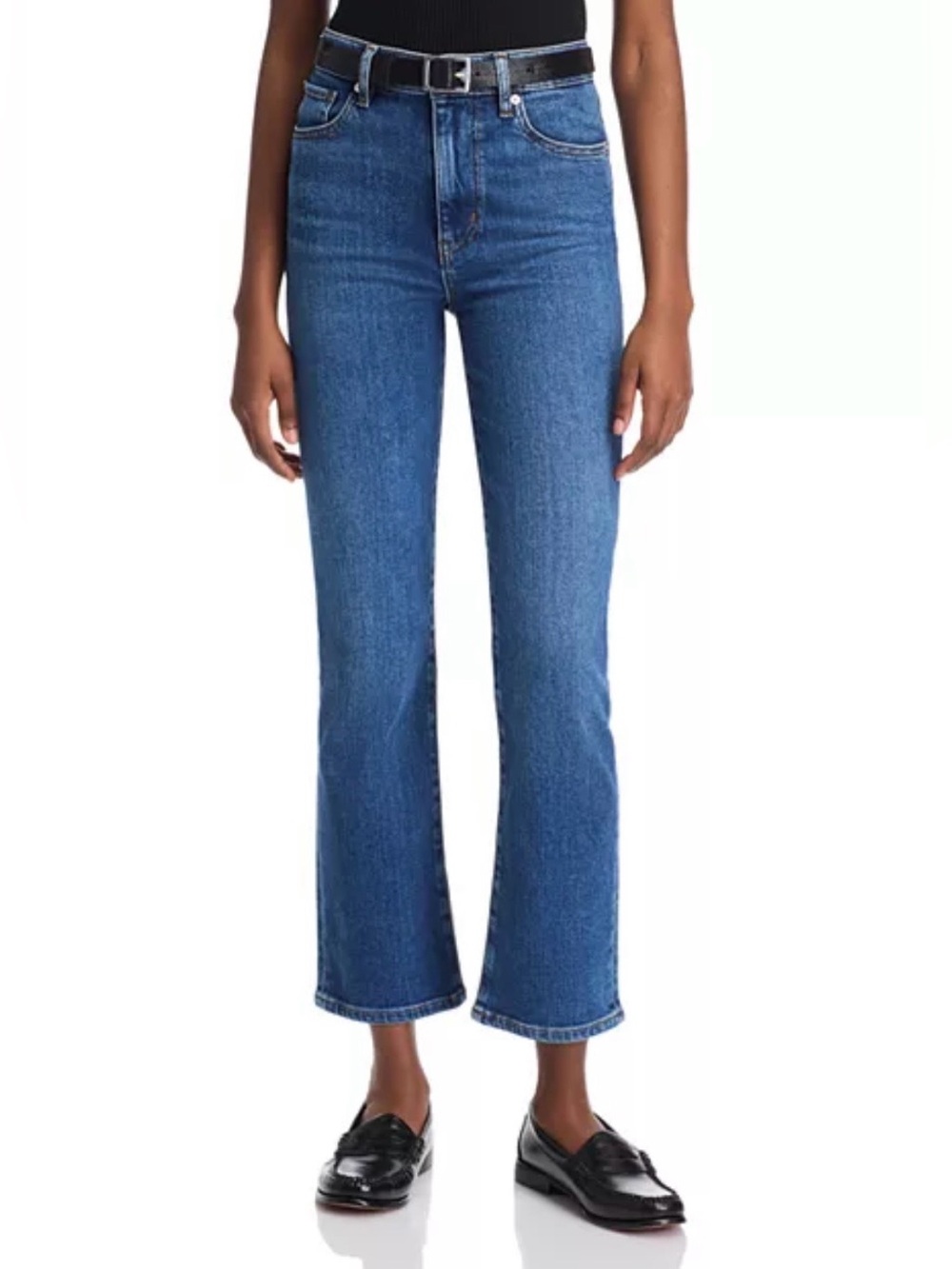 FRAME Le Sleek Straight High Rise Ankle Jeans Marsa 24 Stretch Denim